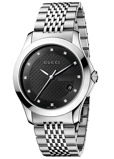 black gucci watch with diamonds